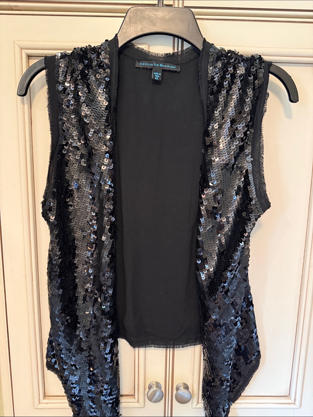 Cecilia De Bucourt Sequin Black Vest
